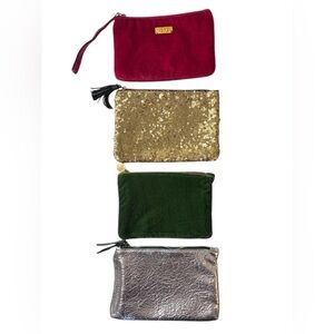 Ipsy Holiday Makeup Bags - Lot of 4 Festive Cosmetic Glambags - Bundle Pack